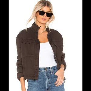 James Perse Women’s  Crop Jacket Mixed Media Army  in Dark Green Size 2